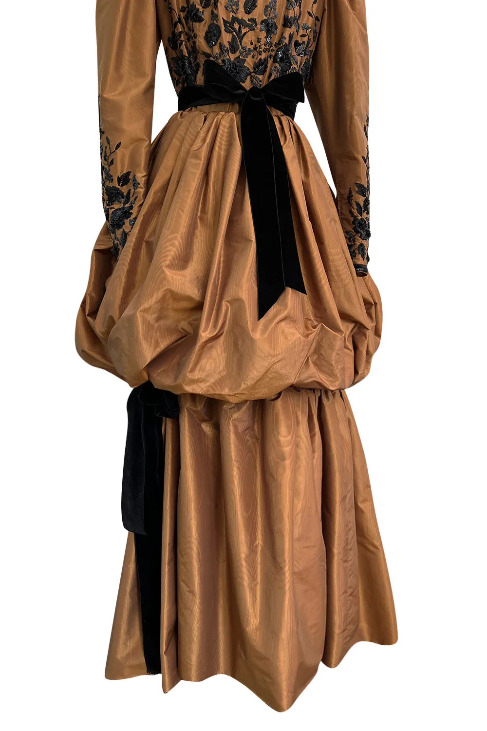 1982 Ady for Givenchy Haute Couture Gold Silk Taffeta Dress w Hand Done Sequin Detailing
