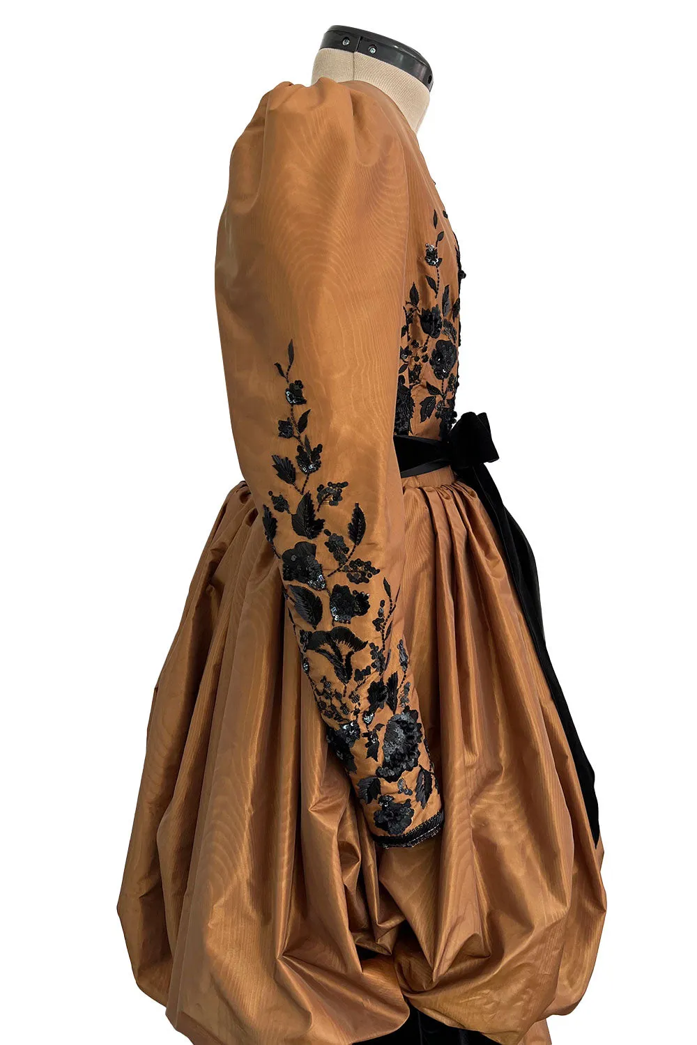 1982 Ady for Givenchy Haute Couture Gold Silk Taffeta Dress w Hand Done Sequin Detailing