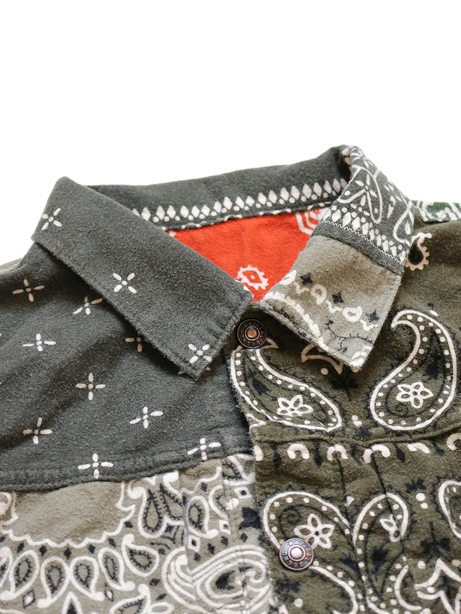 [2XL] DS! Kapital Kountry Reversible Flannel Bandana Pt 1st Jacket Khaki Orange
