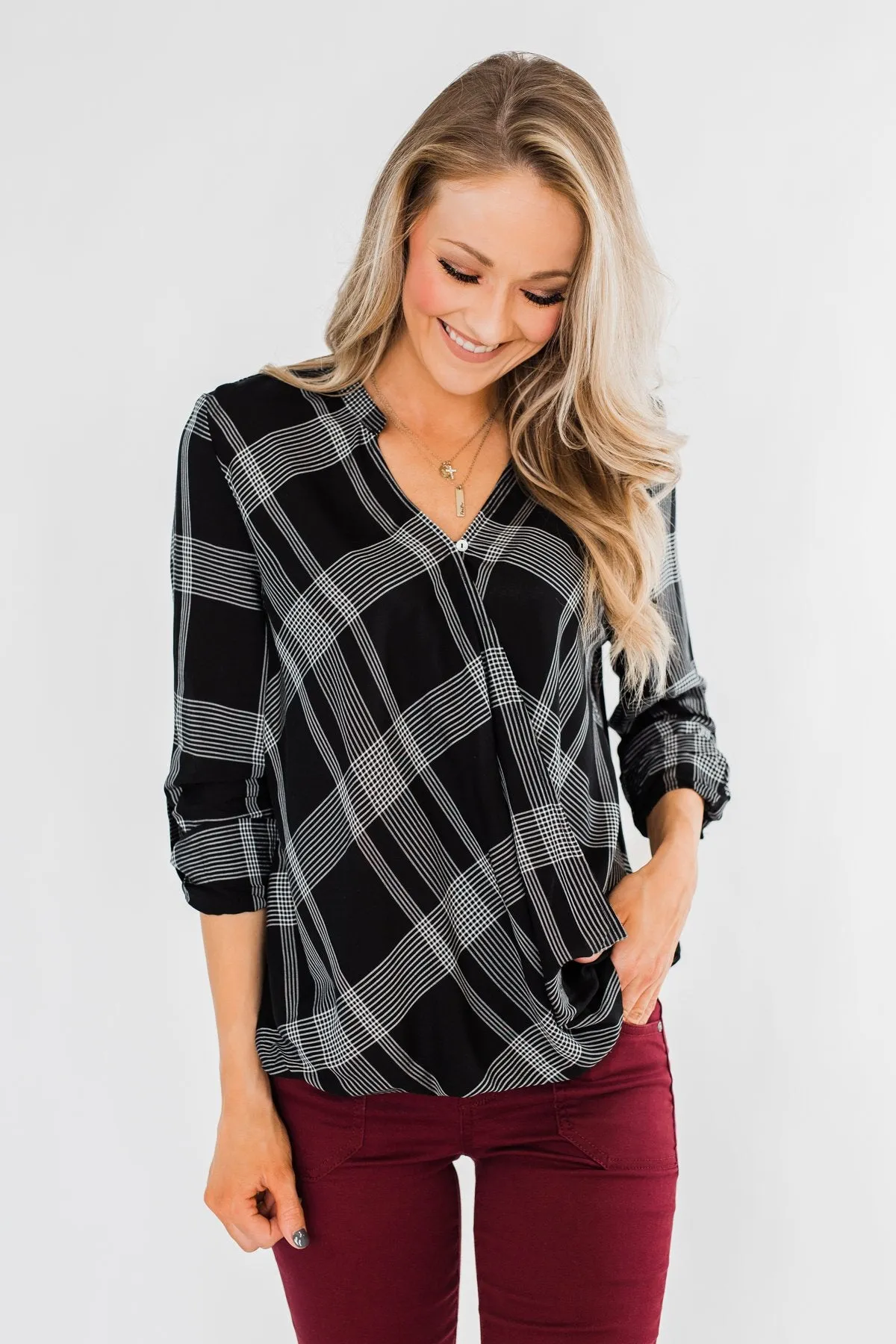 A Day In The Sun Light Flannel Blouse- Black