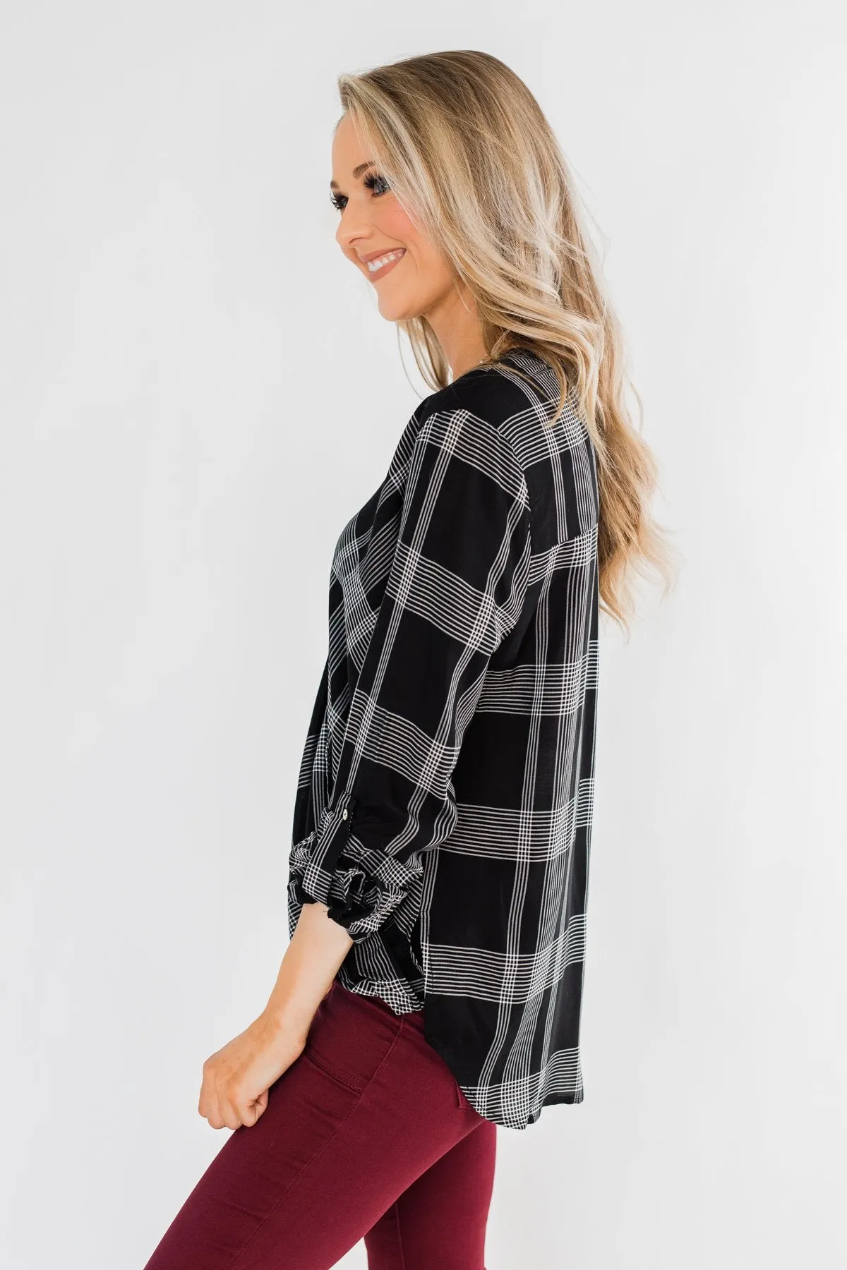 A Day In The Sun Light Flannel Blouse- Black