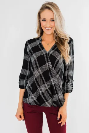 A Day In The Sun Light Flannel Blouse- Black