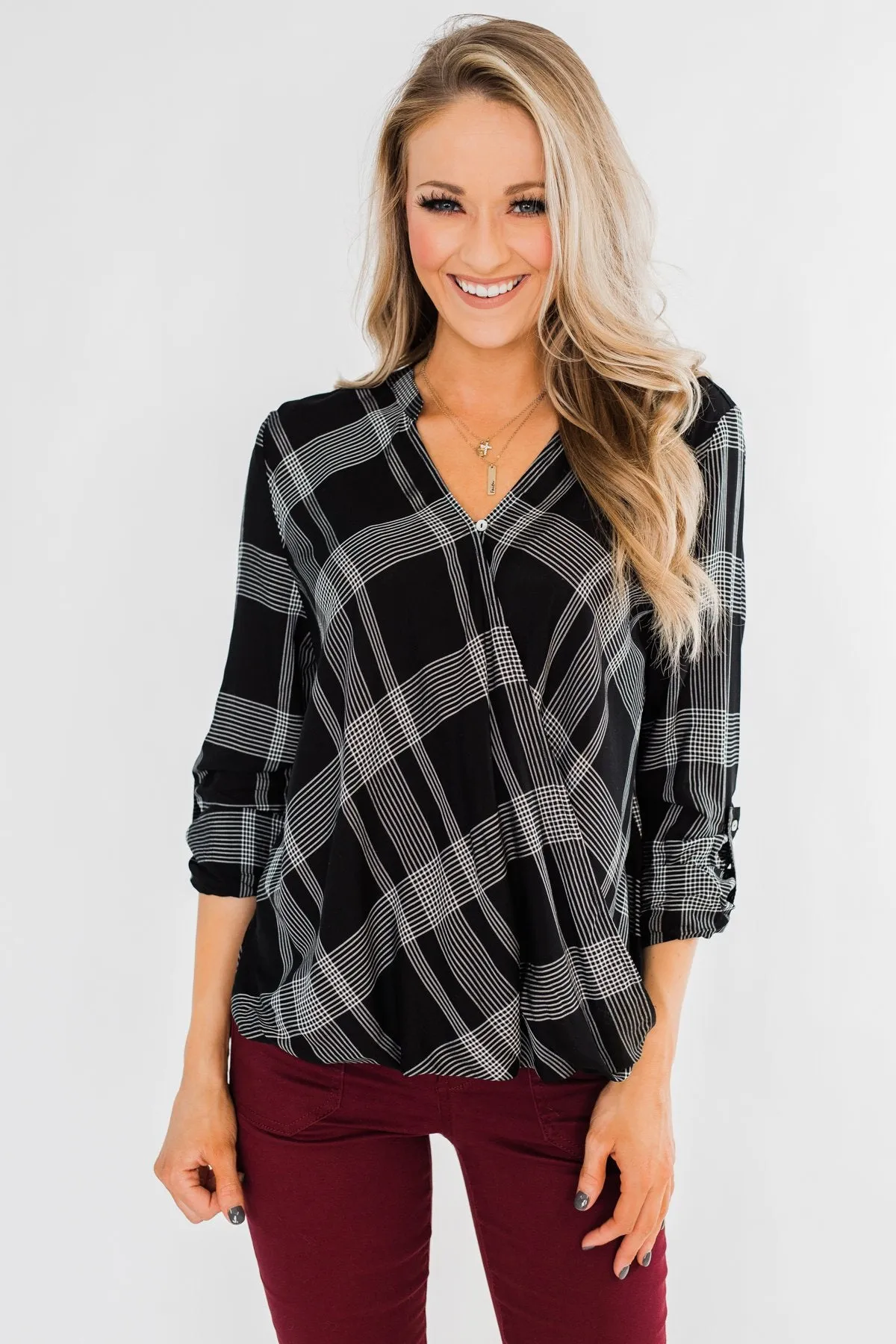 A Day In The Sun Light Flannel Blouse- Black