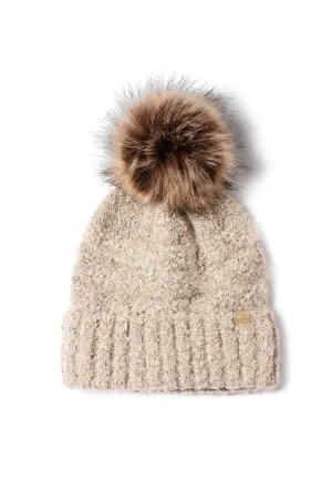 ABB1579 - Brushed boucle beanie with faux fur pom