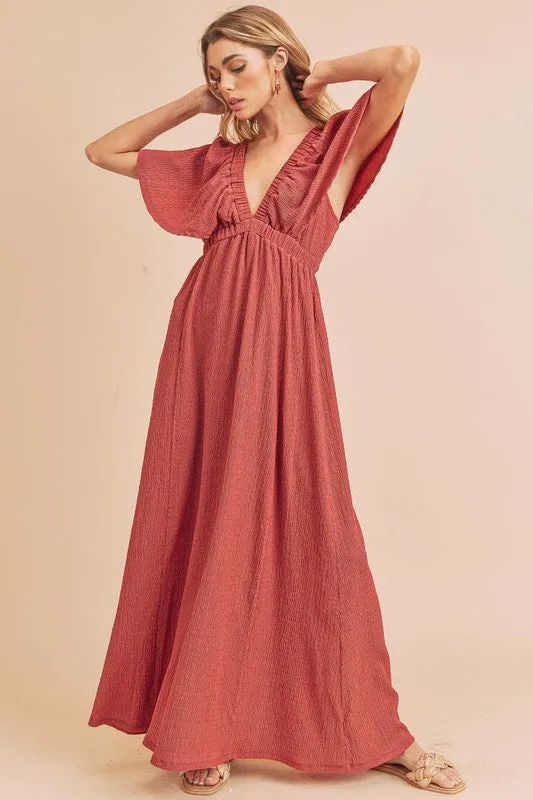 Aemi   Co Liane Flutter Sleeve Maxi Dress