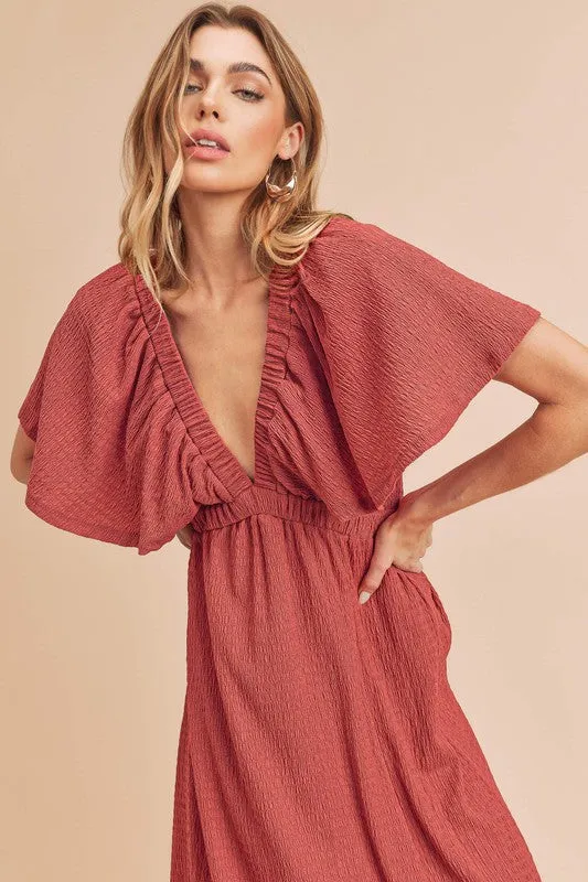 Aemi   Co Liane Flutter Sleeve Maxi Dress