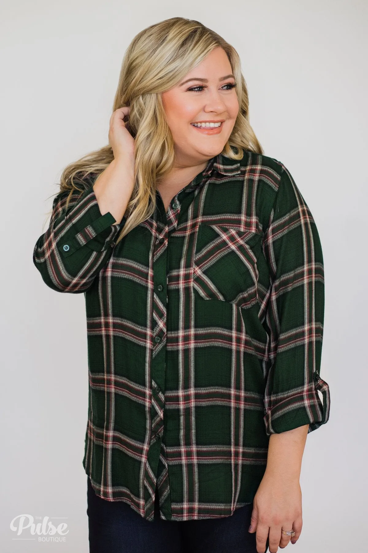 All Seasons Plaid Top- Hunter Green