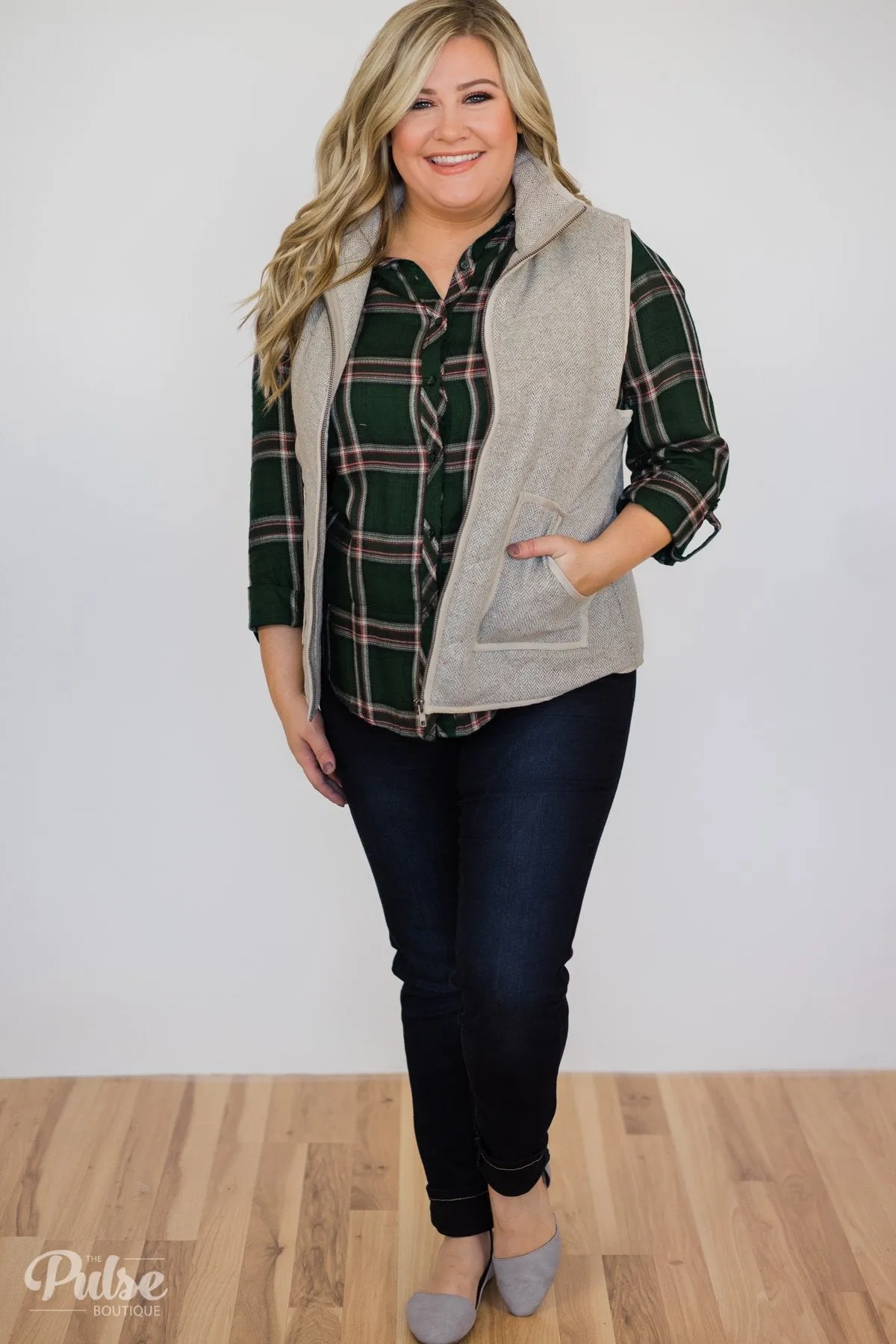 All Seasons Plaid Top- Hunter Green