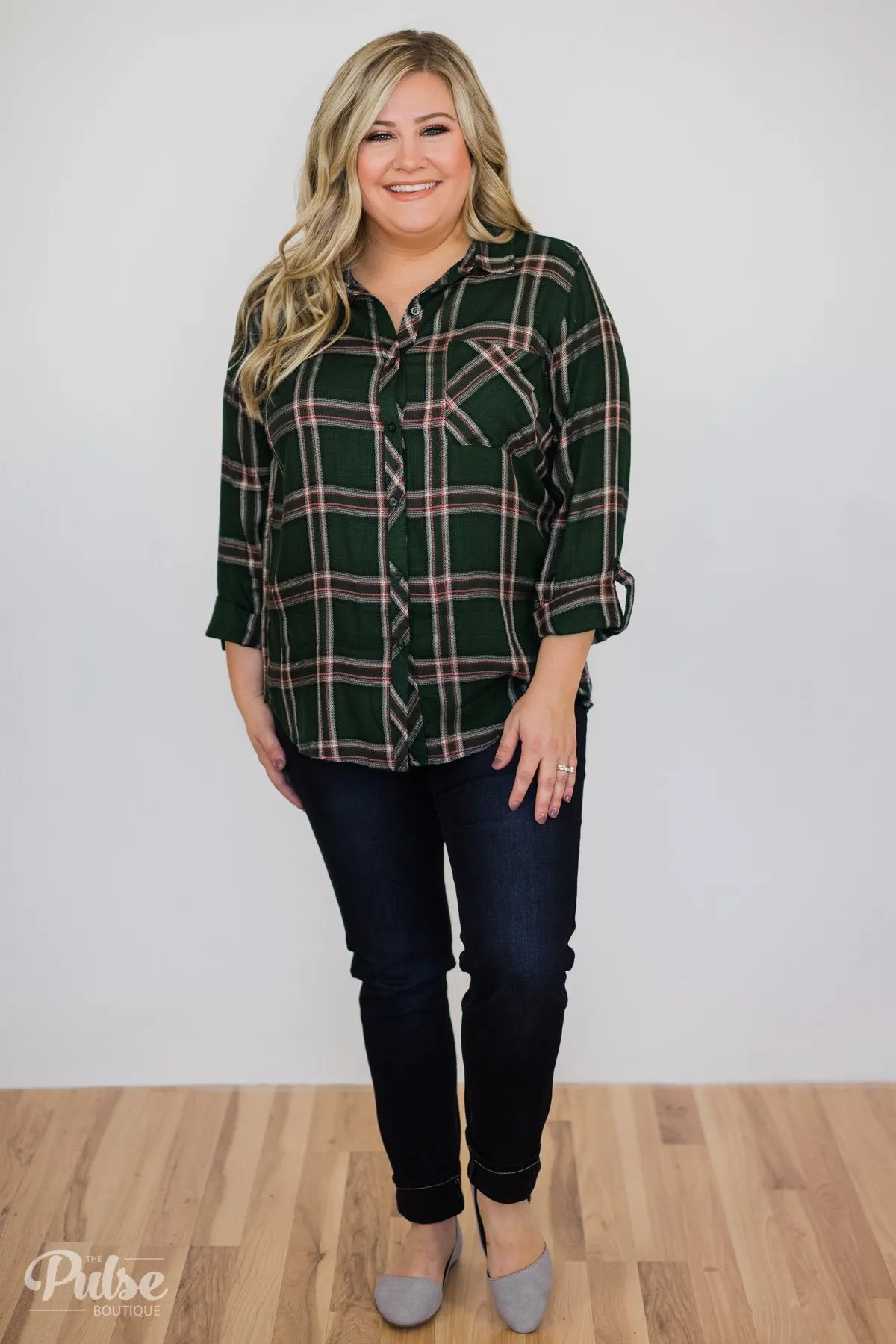 All Seasons Plaid Top- Hunter Green