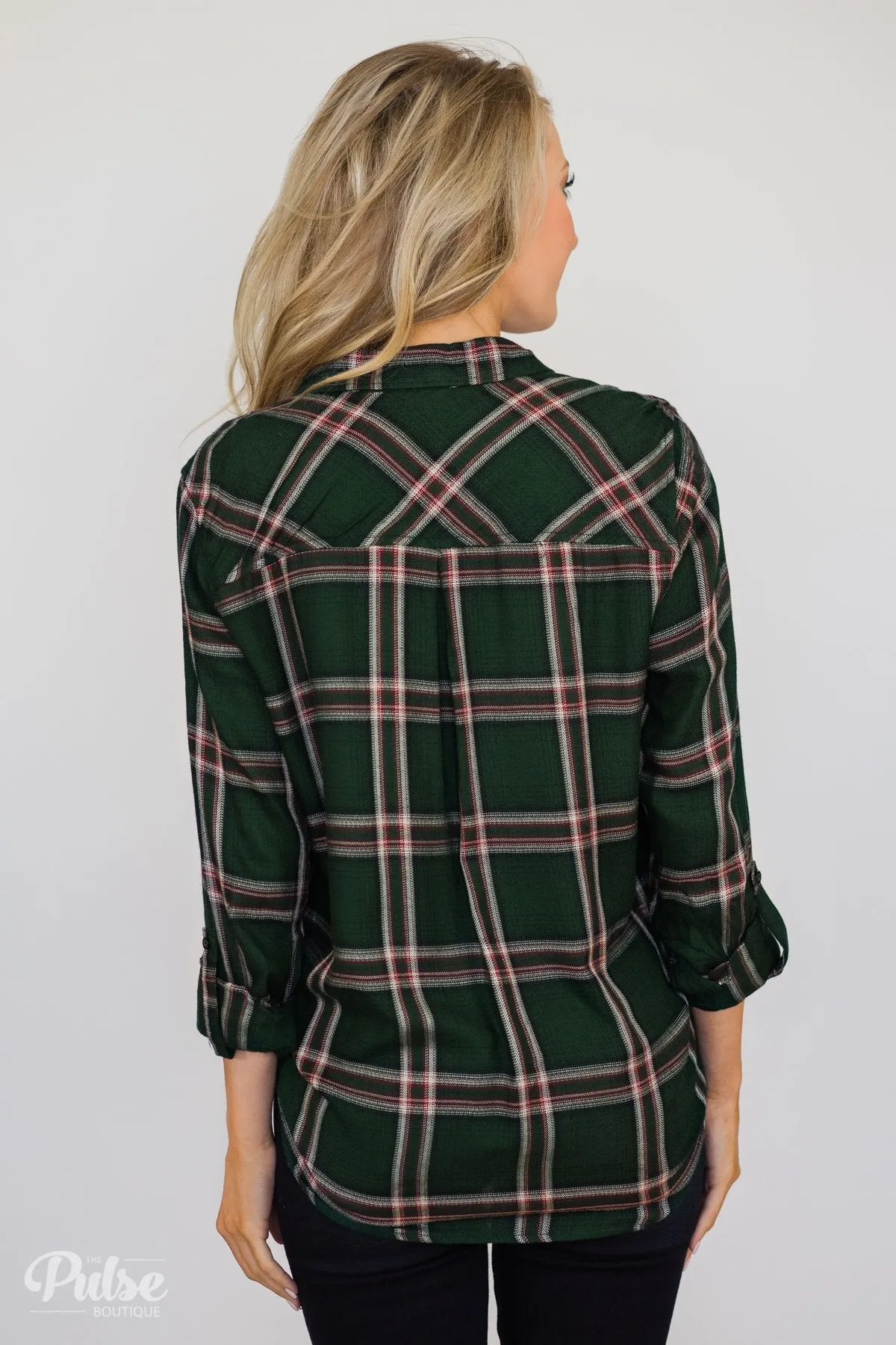 All Seasons Plaid Top- Hunter Green