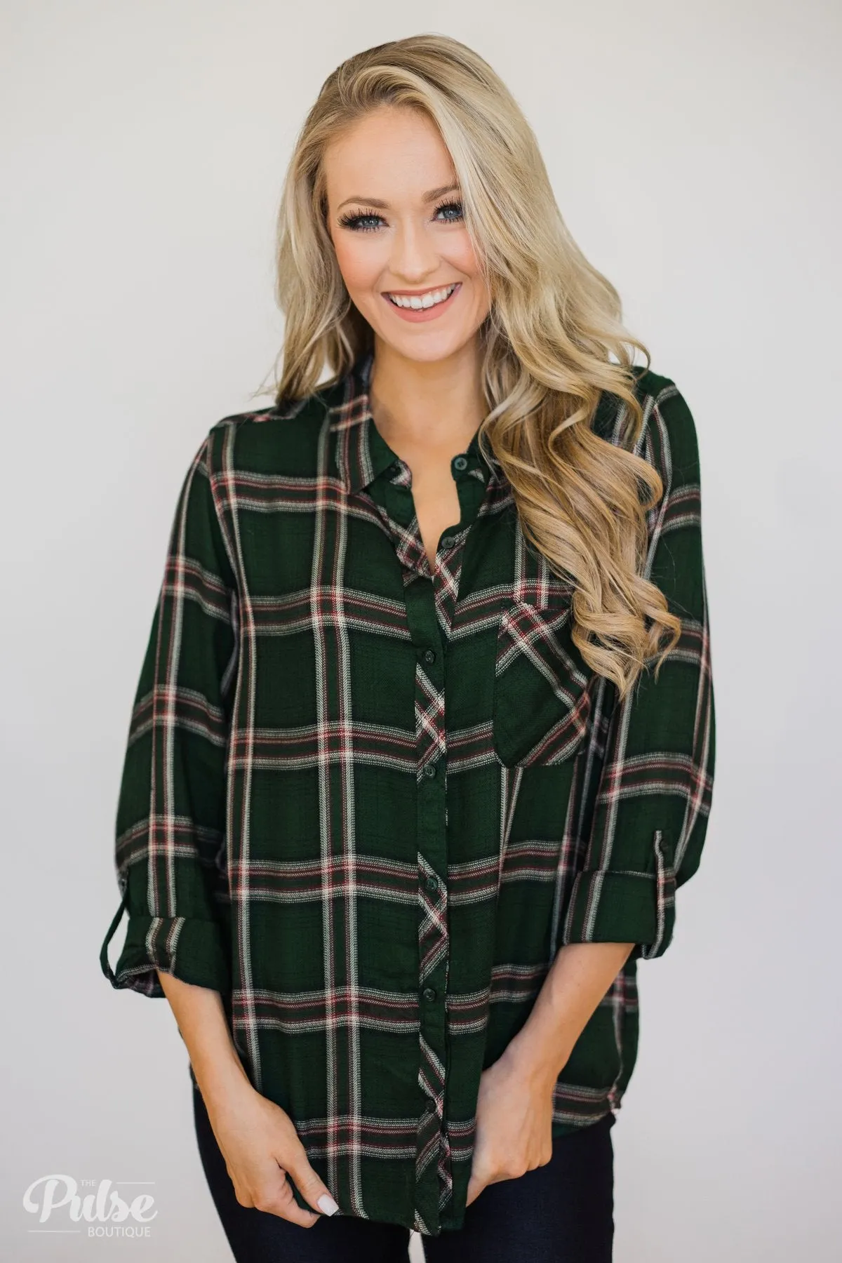 All Seasons Plaid Top- Hunter Green