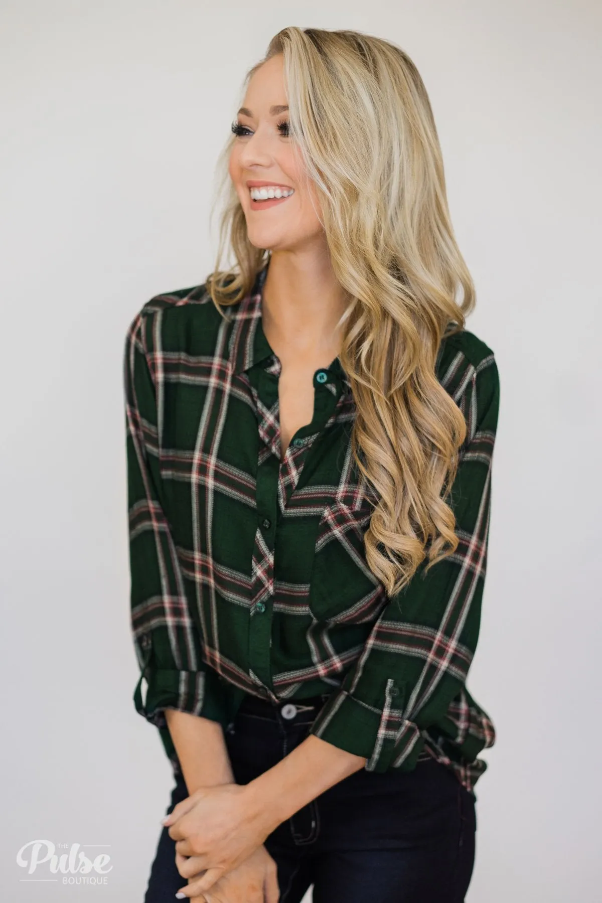 All Seasons Plaid Top- Hunter Green