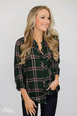 All Seasons Plaid Top- Hunter Green