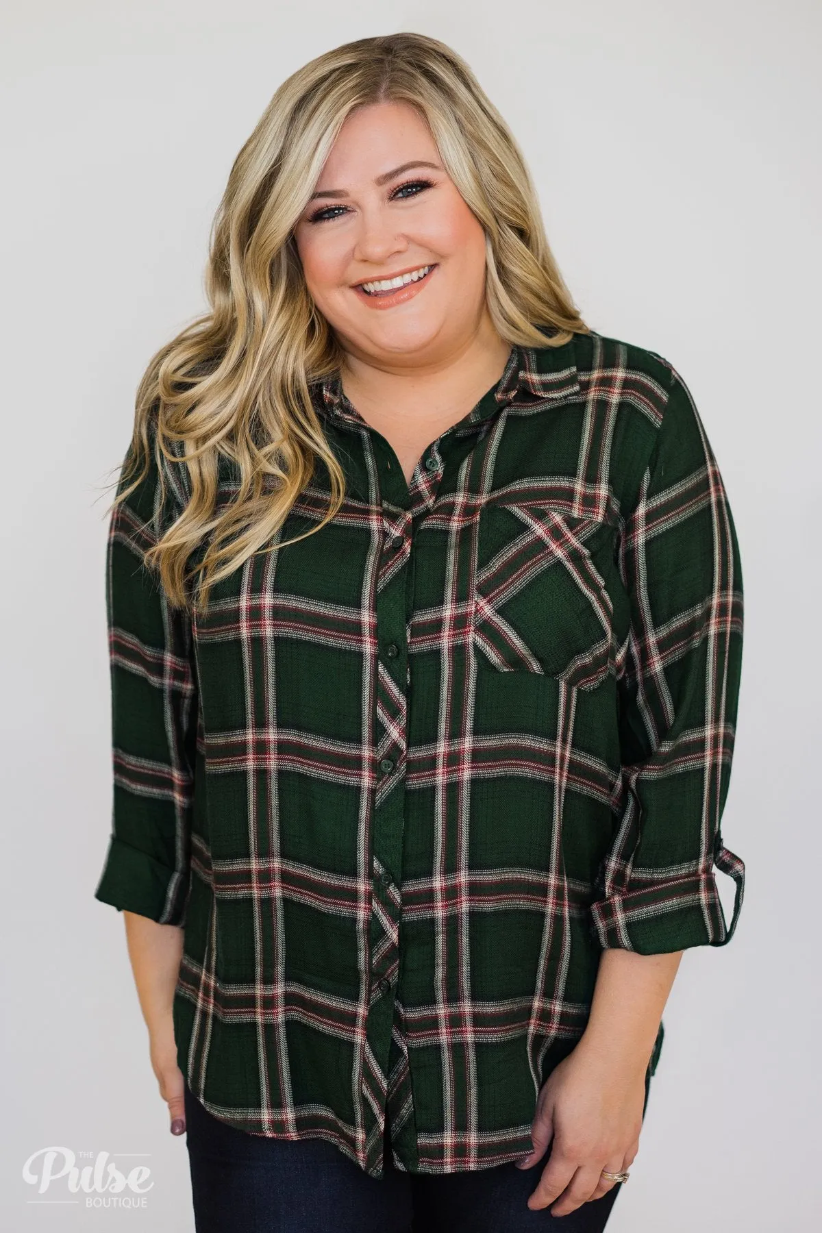 All Seasons Plaid Top- Hunter Green