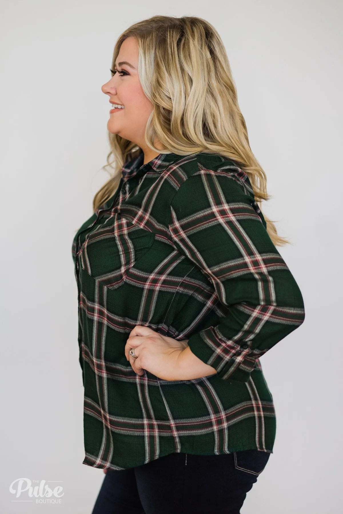 All Seasons Plaid Top- Hunter Green