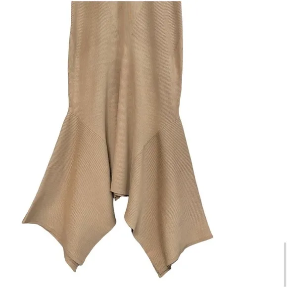 ANTHROPOLOGIE Mock Neck Back Cutout Ribbed Asymmetrical Hem Maxi Dress large