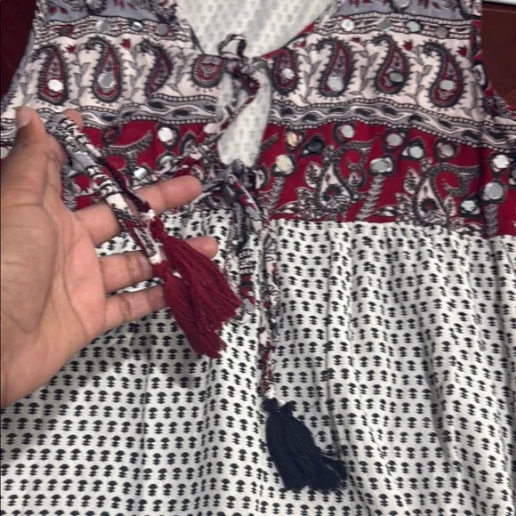 Anthropologie raga Red and Black Maxi batik maxi Dress boho