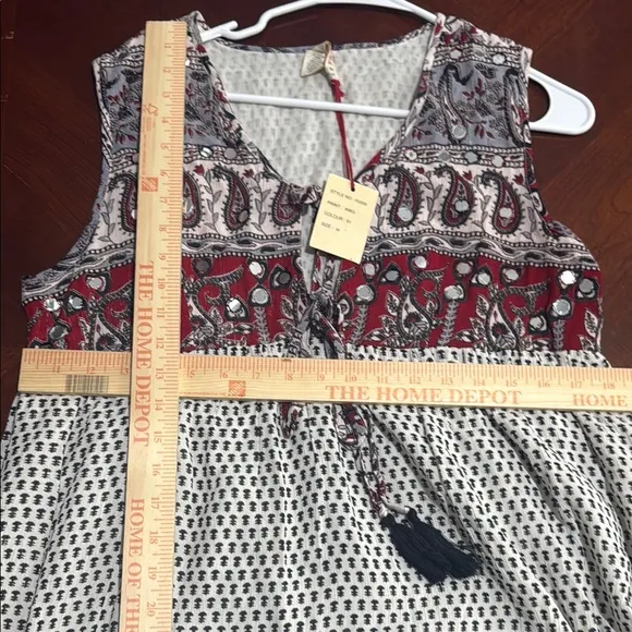 Anthropologie raga Red and Black Maxi batik maxi Dress boho