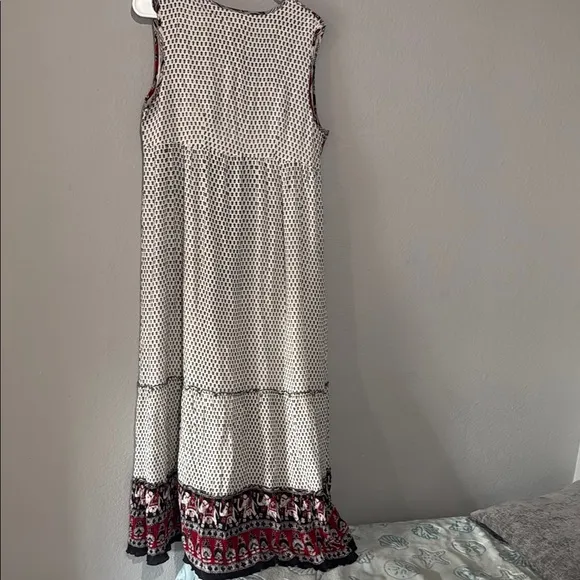 Anthropologie raga Red and Black Maxi batik maxi Dress boho