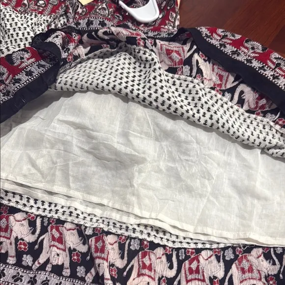 Anthropologie raga Red and Black Maxi batik maxi Dress boho
