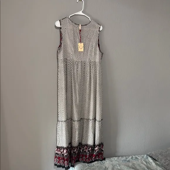 Anthropologie raga Red and Black Maxi batik maxi Dress boho