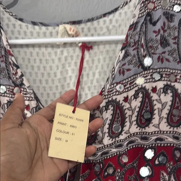 Anthropologie raga Red and Black Maxi batik maxi Dress boho