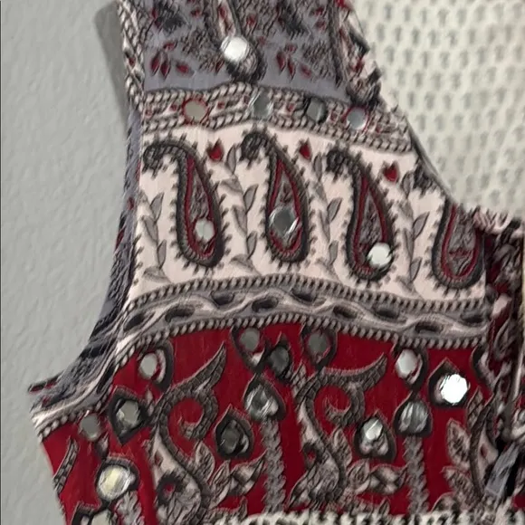 Anthropologie raga Red and Black Maxi batik maxi Dress boho