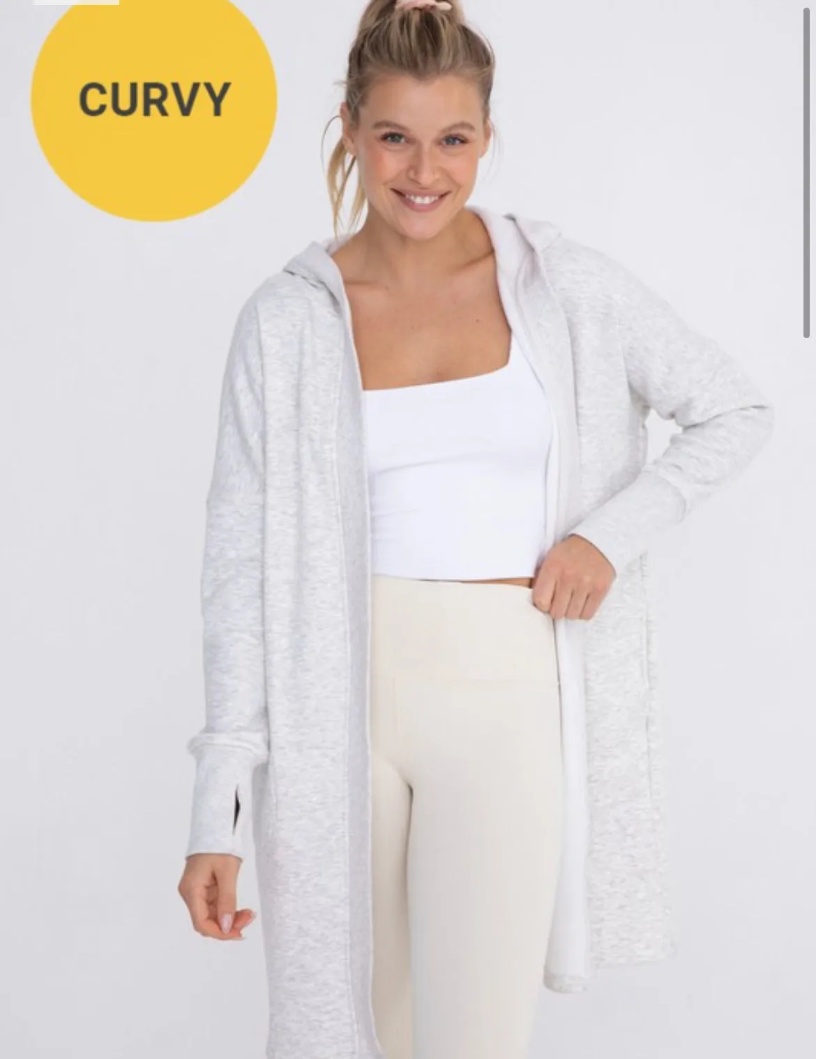 ASH Hoodie Fleece Cardigan with Pockets and Thumbholes