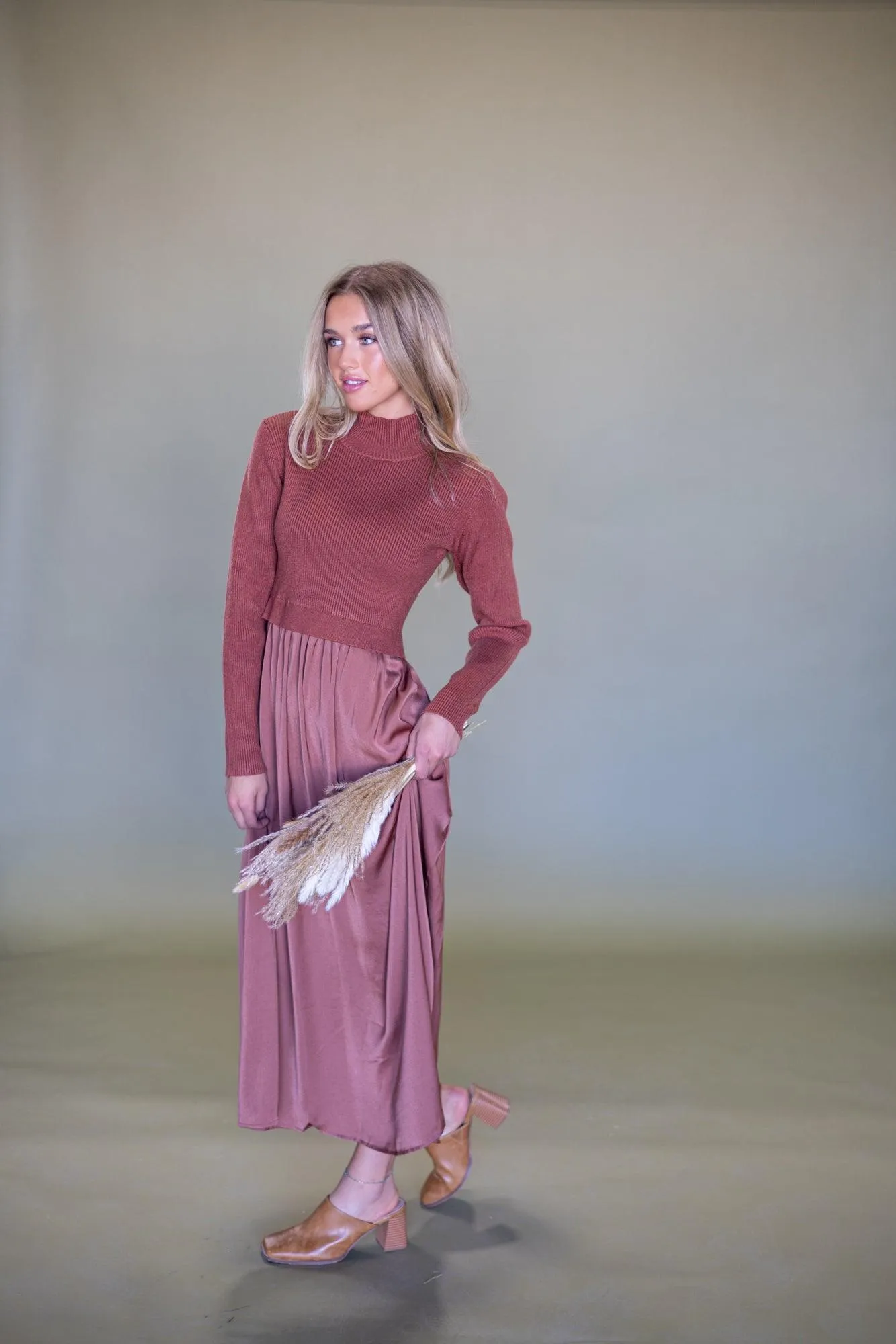 Autumn Brown Sweater Dress