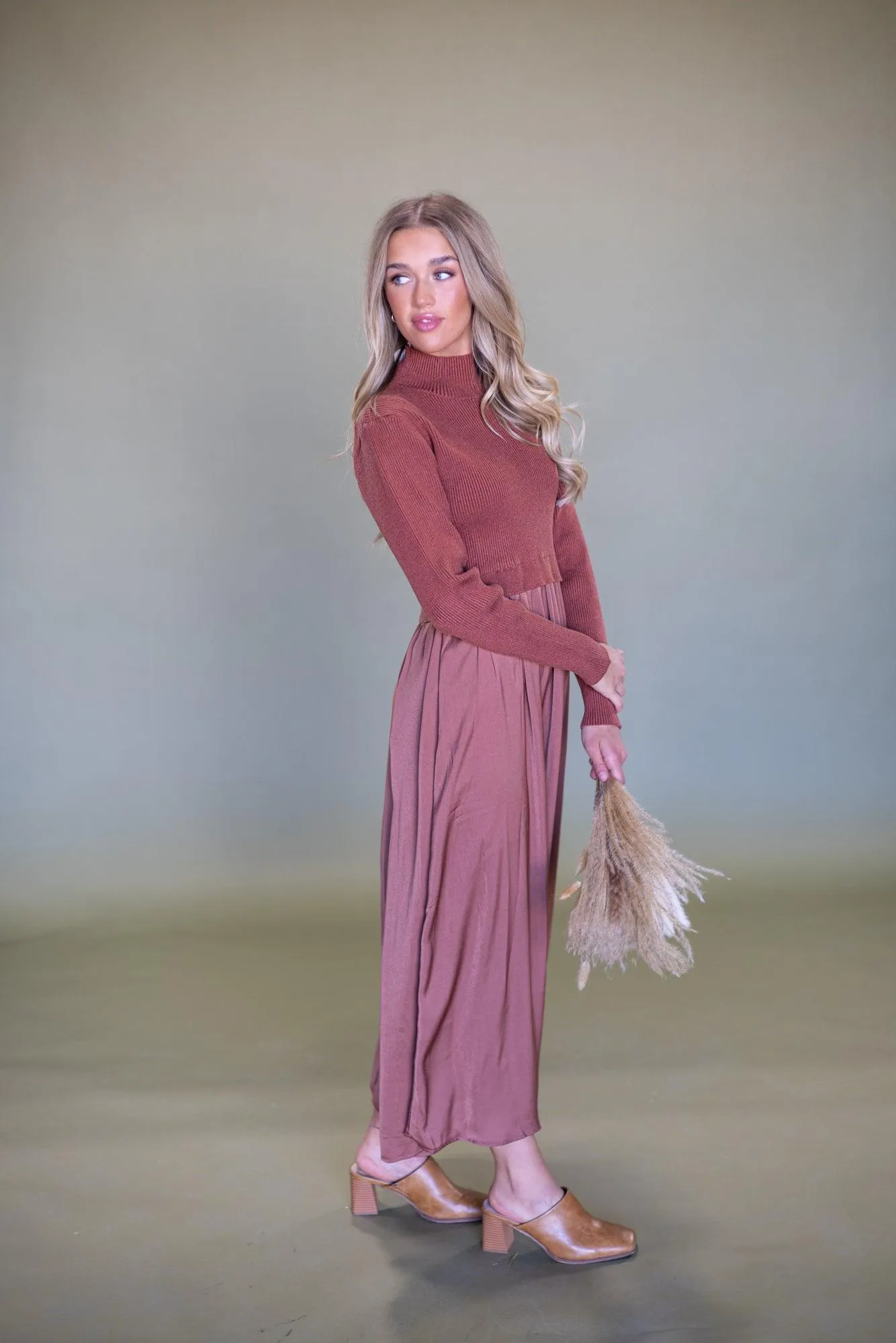 Autumn Brown Sweater Dress