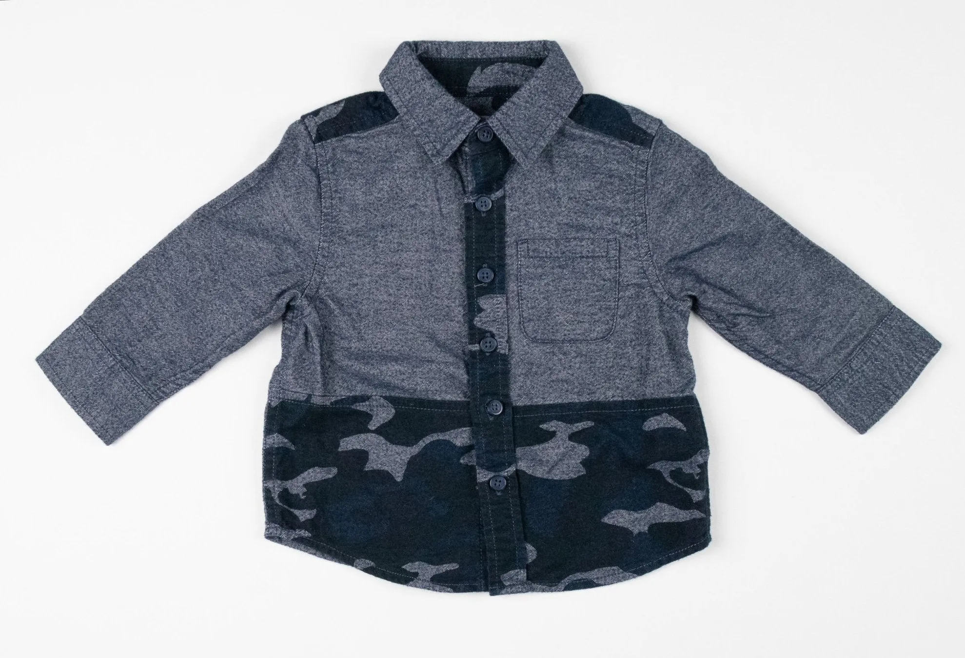 BABY BOY SIZE 12 MONTHS - JOE FRESH, Soft Long-sleeve Dress Shirt EUC B34