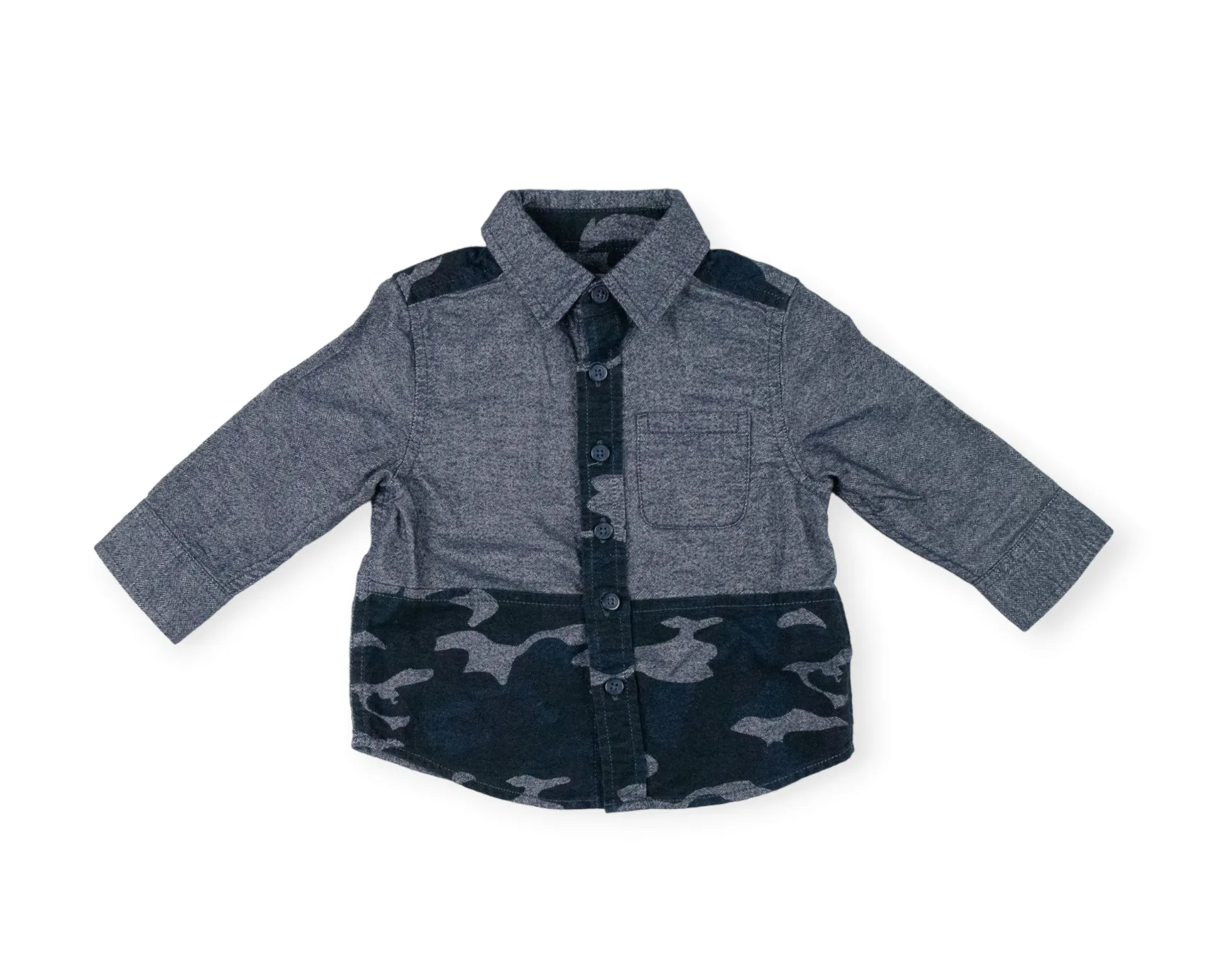 BABY BOY SIZE 12 MONTHS - JOE FRESH, Soft Long-sleeve Dress Shirt EUC B34
