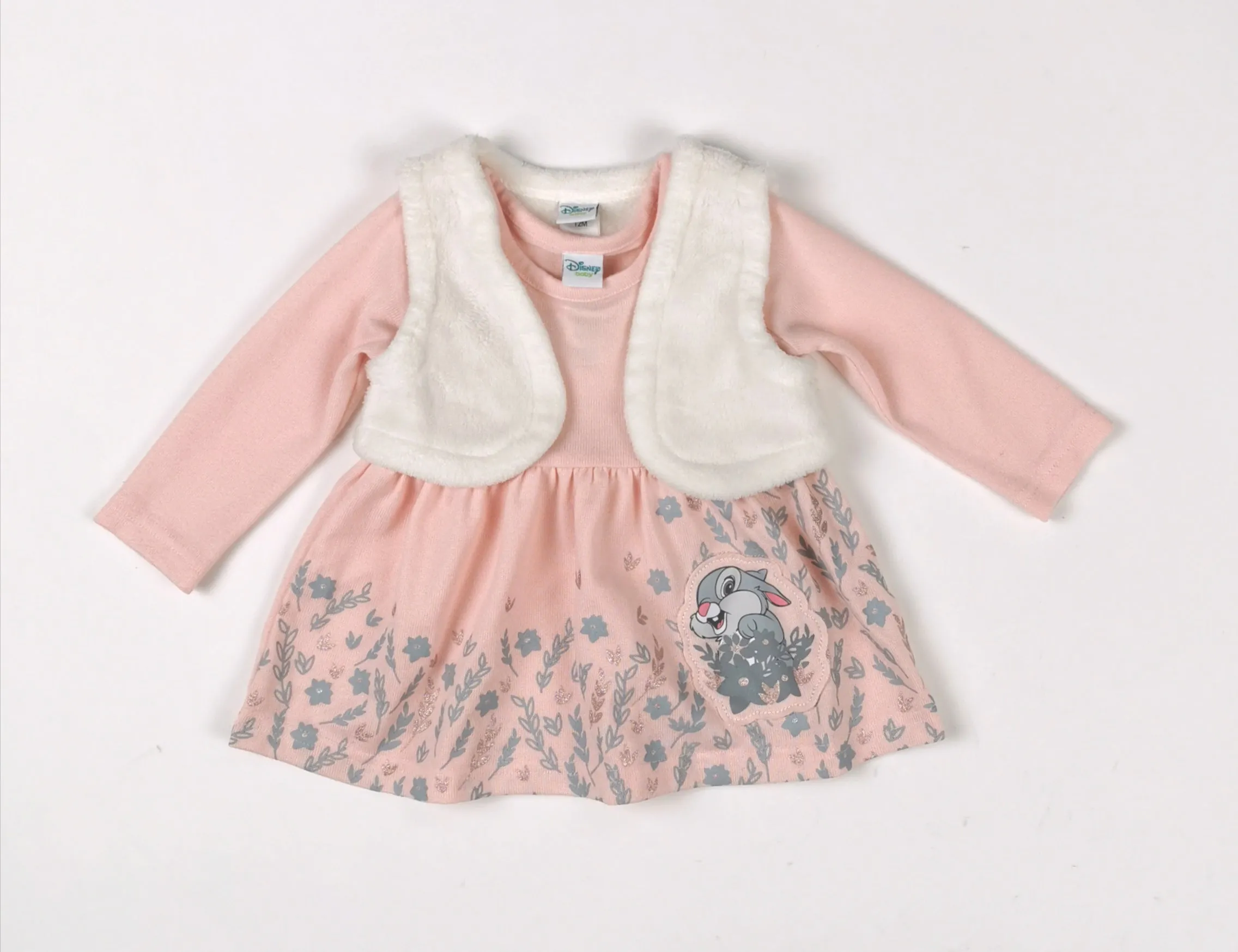 BABY GIRL SIZE 12 MONTHS - DISNEY Baby, 2 Piece Matching Sweater Dress Set EUC B24