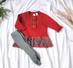 BABY GIRL SIZE 3 MONTHS - PETIT LEM, 2 Piece Matching Sweater Dress   Leggings Set EUC B24