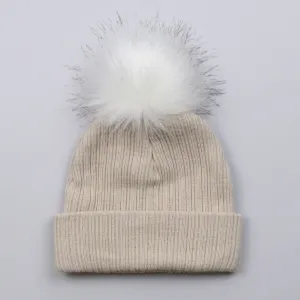 Baby Pom Hat - Beige Unisex Hat