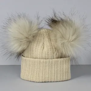 Baby Pom Hat - Double Pom - Beige
