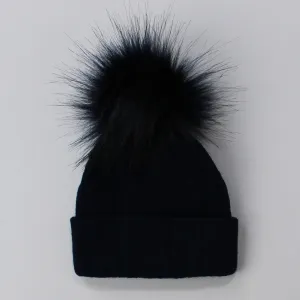 Baby Pom Hat - Navy Blue Unisex Hat