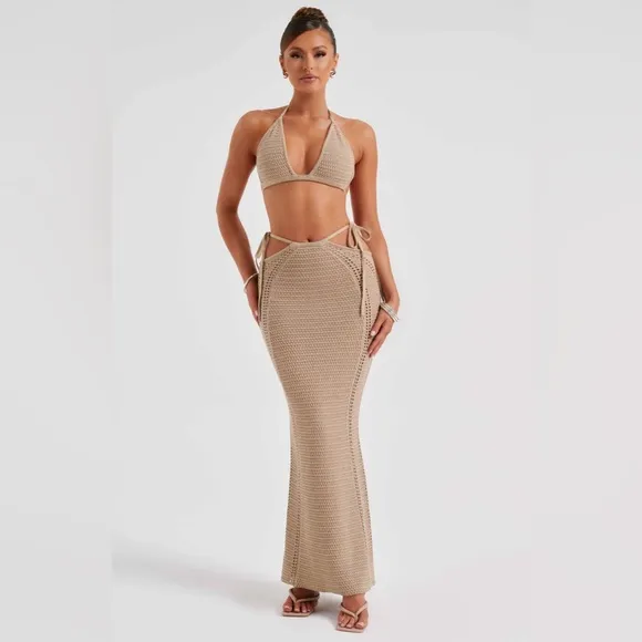 BABYBOO JIA MAXI SKIRT AND TOP- BEIGE SIZE S