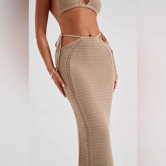 BABYBOO JIA MAXI SKIRT AND TOP- BEIGE SIZE S