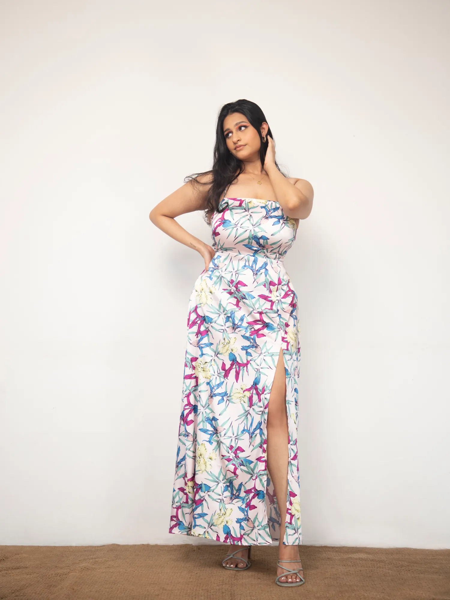 Back Tie-up-Side-Slit -Maxi-Dress