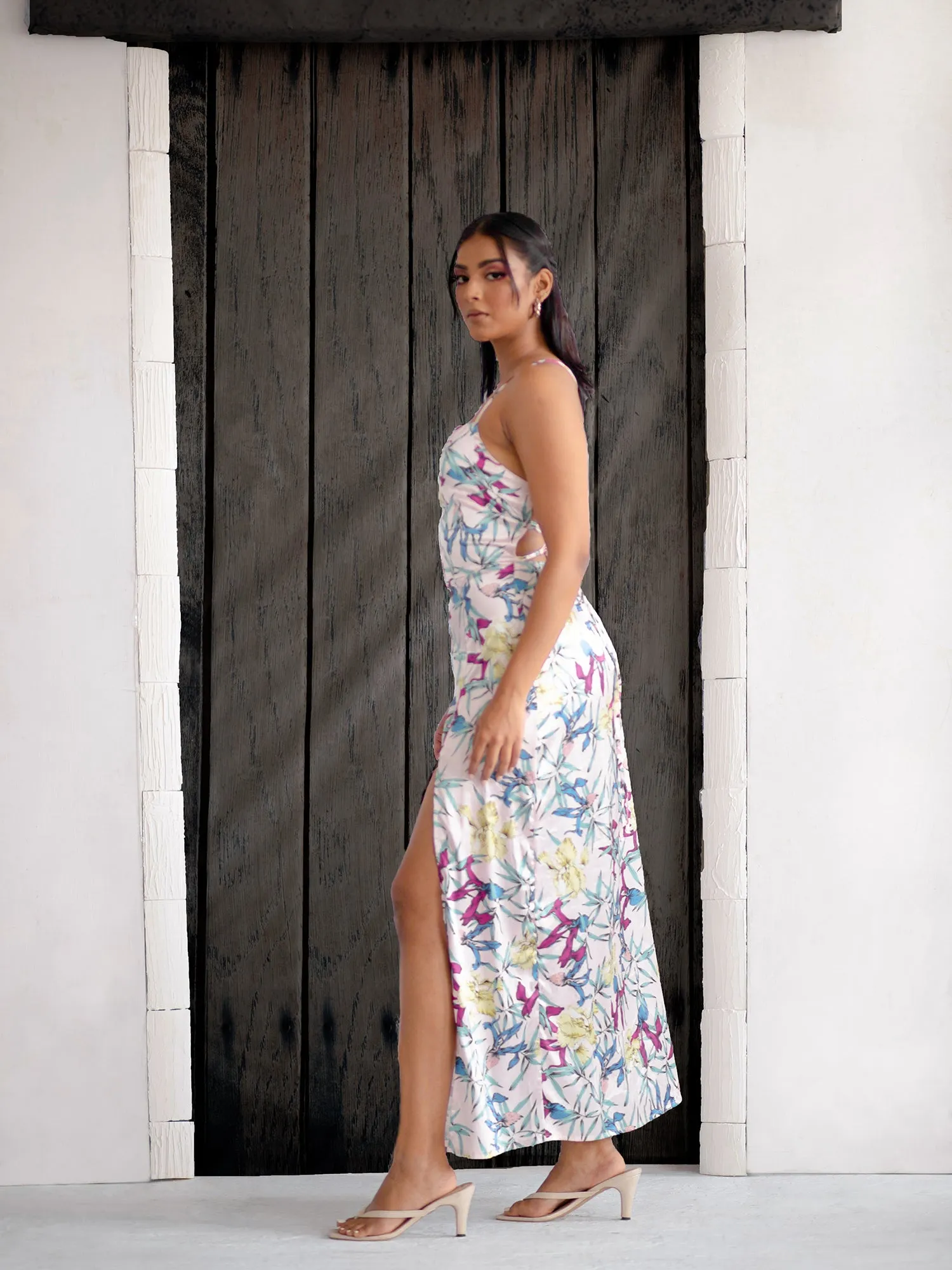 Back Tie-up-Side-Slit -Maxi-Dress