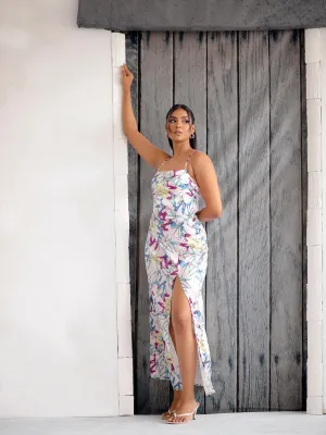 Back Tie-up-Side-Slit -Maxi-Dress