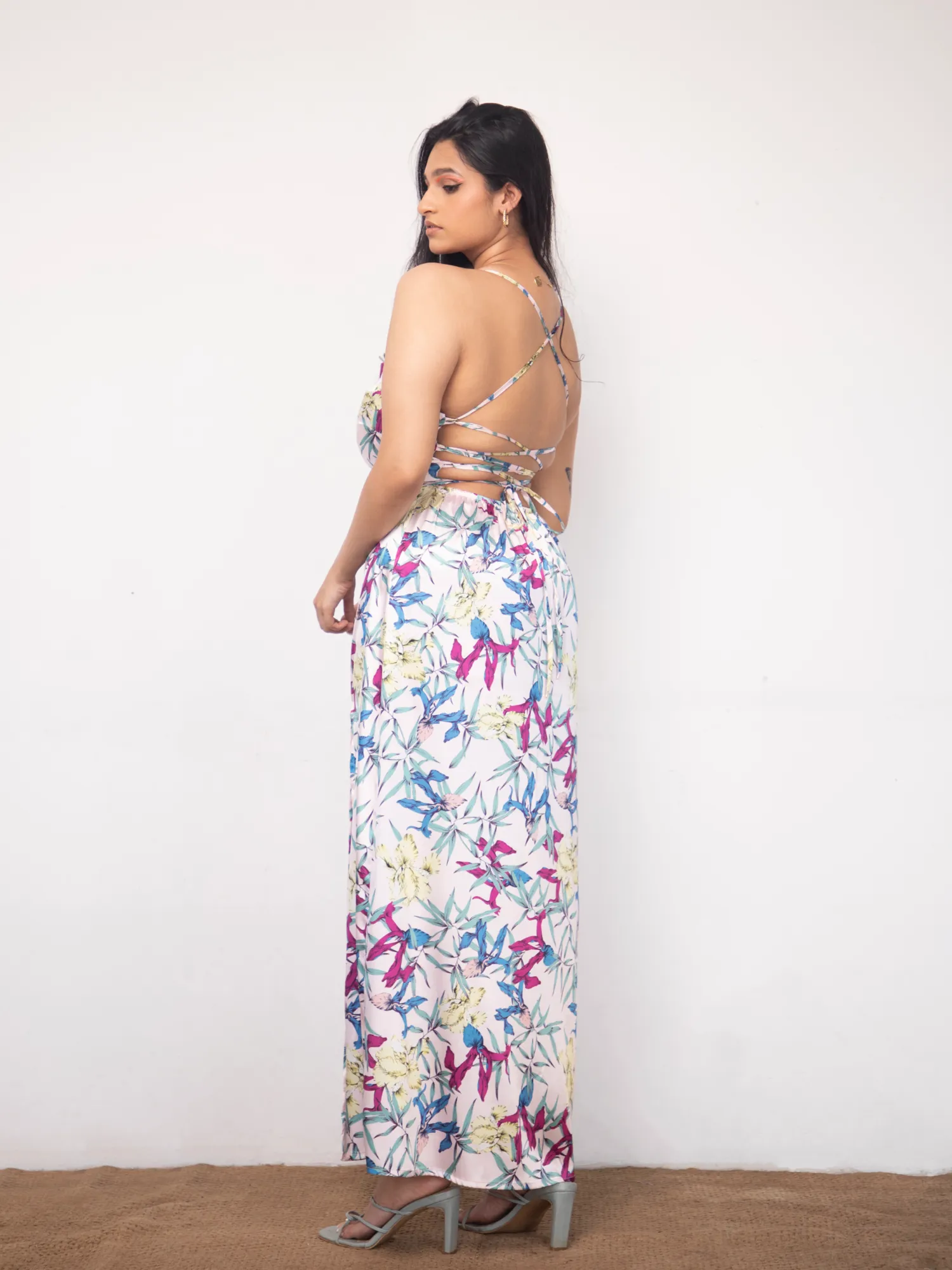 Back Tie-up-Side-Slit -Maxi-Dress