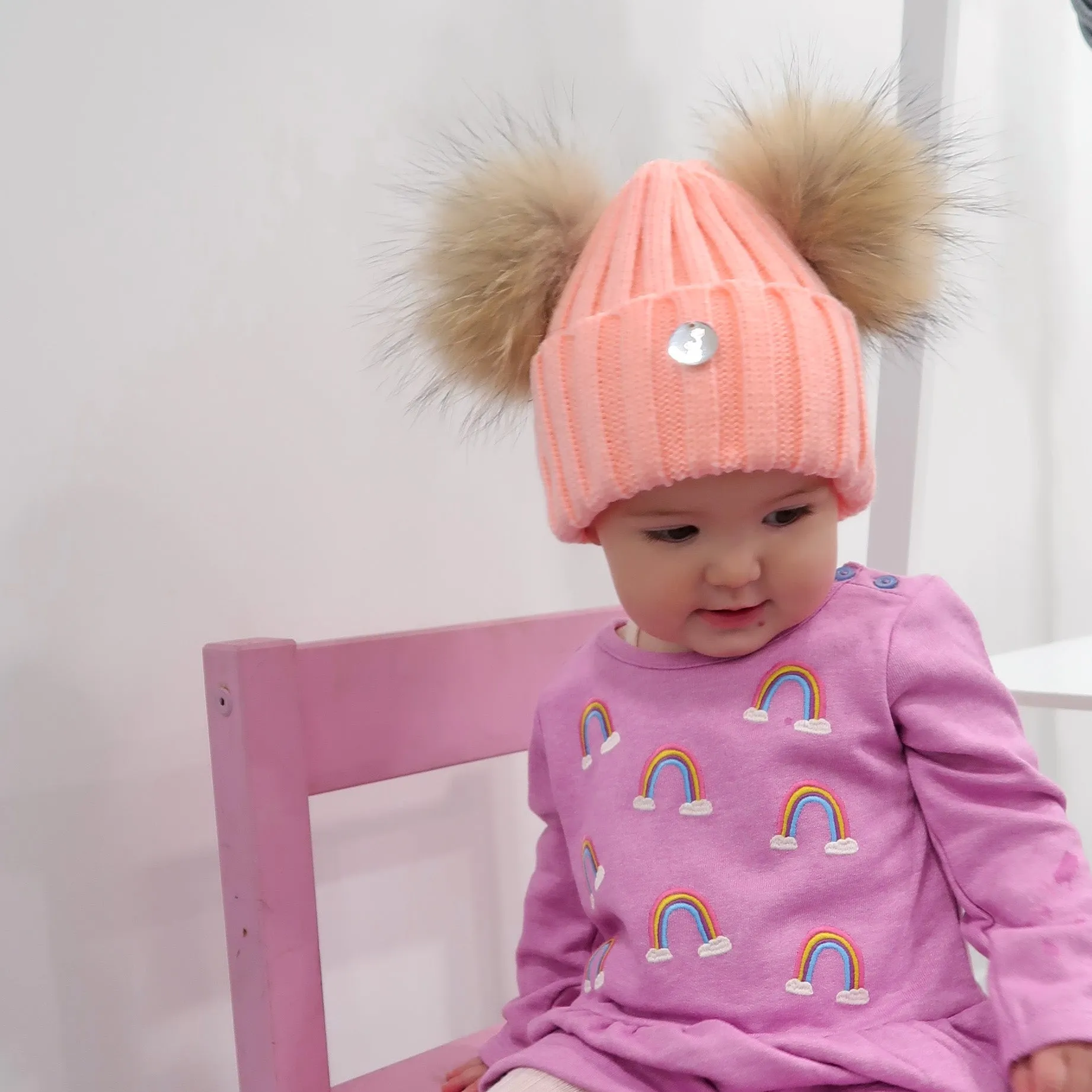 B&B Double Pom Pom Hat - Candyfloss