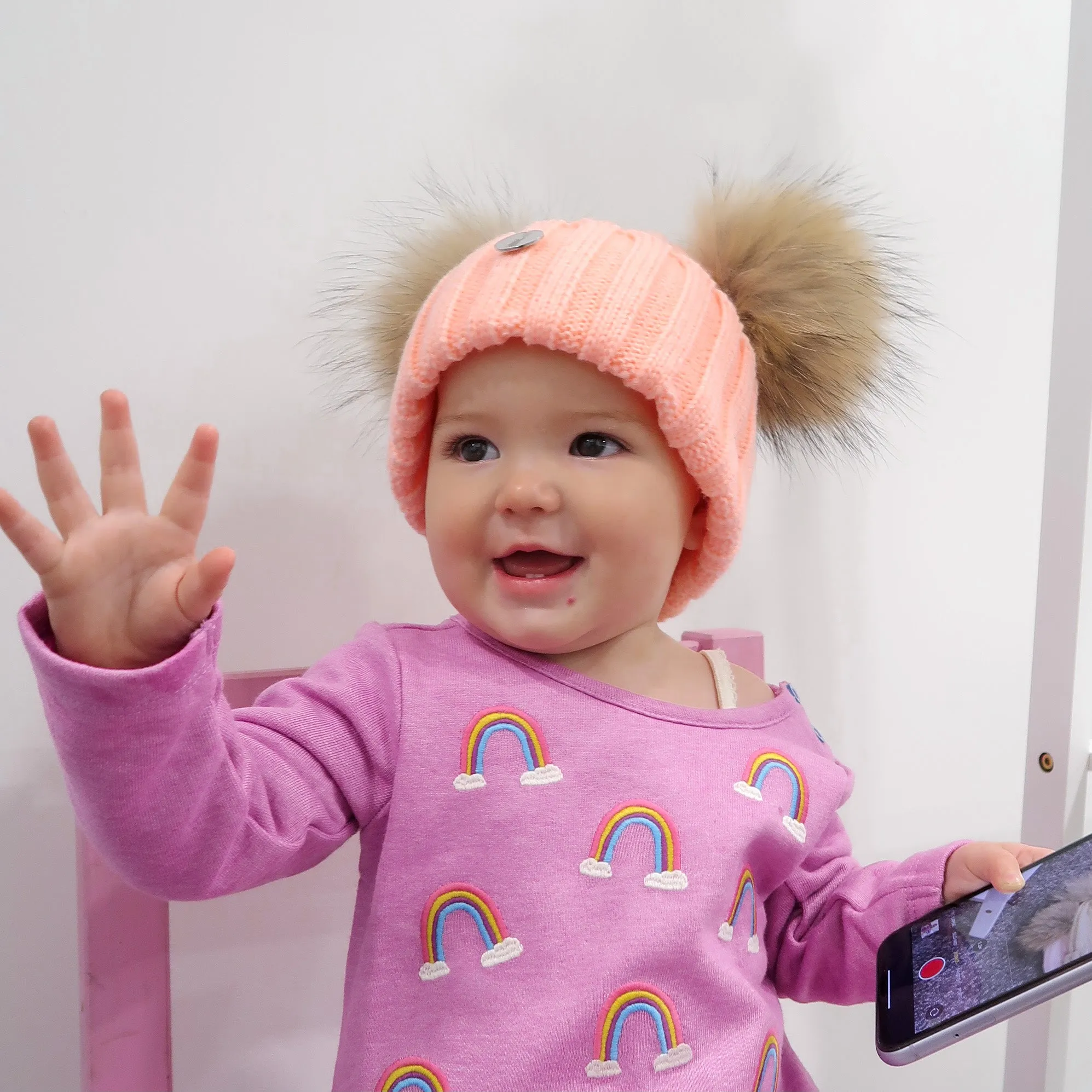 B&B Double Pom Pom Hat - Candyfloss