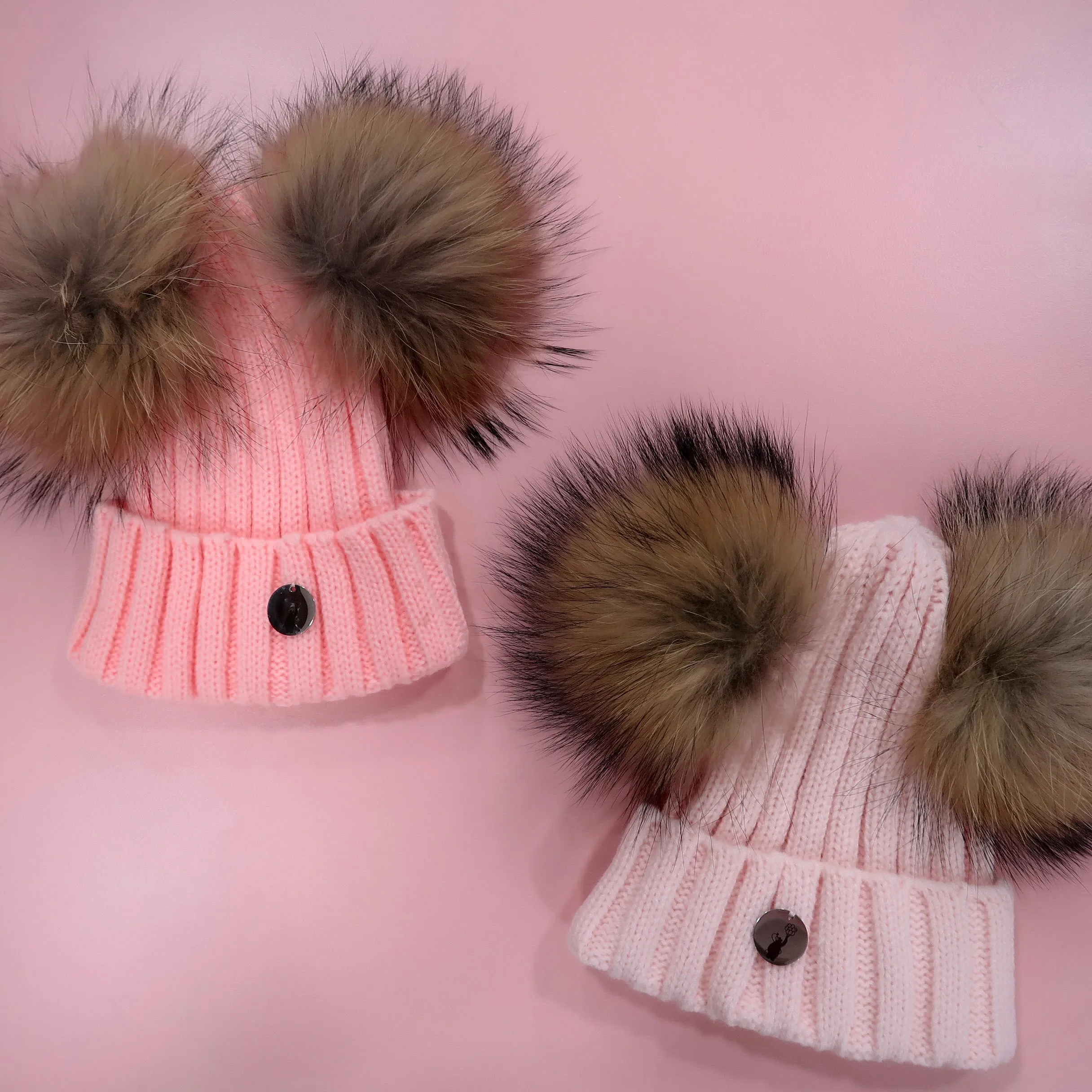 B&B Double Pom Pom Hat - Candyfloss