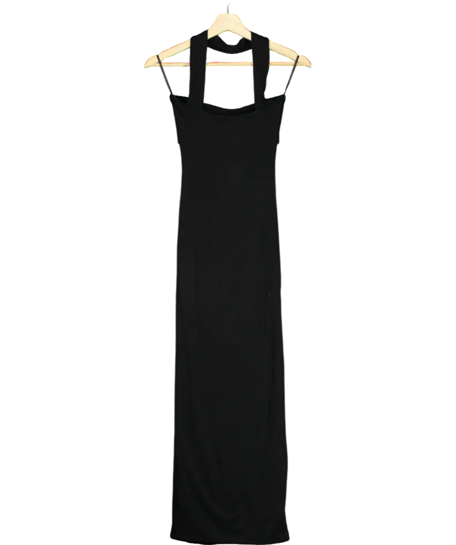 Bayse Black Sleeveless Cut Out Hlater Neck Front Detail Maxi Dress UK XS