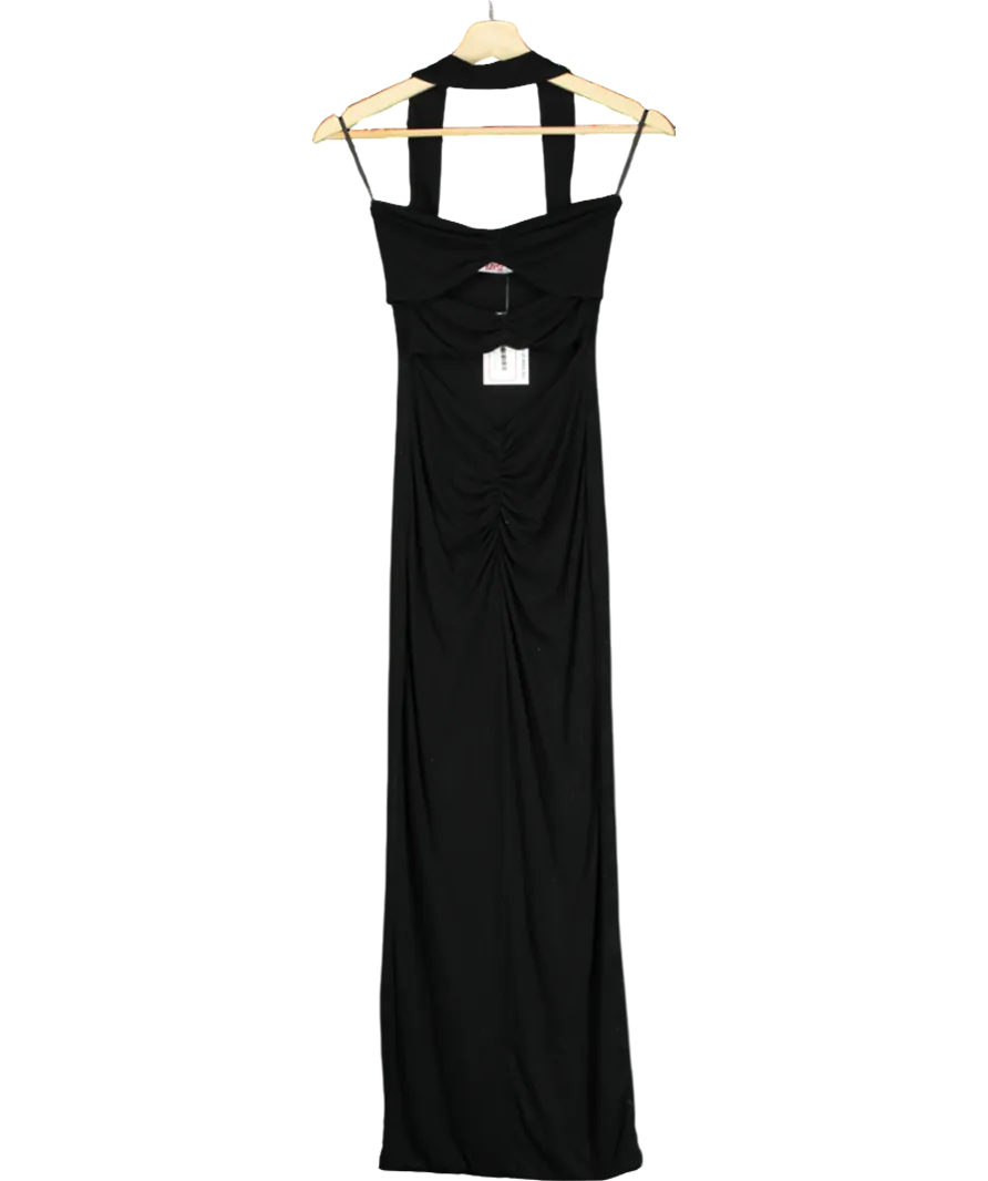 Bayse Black Sleeveless Cut Out Hlater Neck Front Detail Maxi Dress UK XS