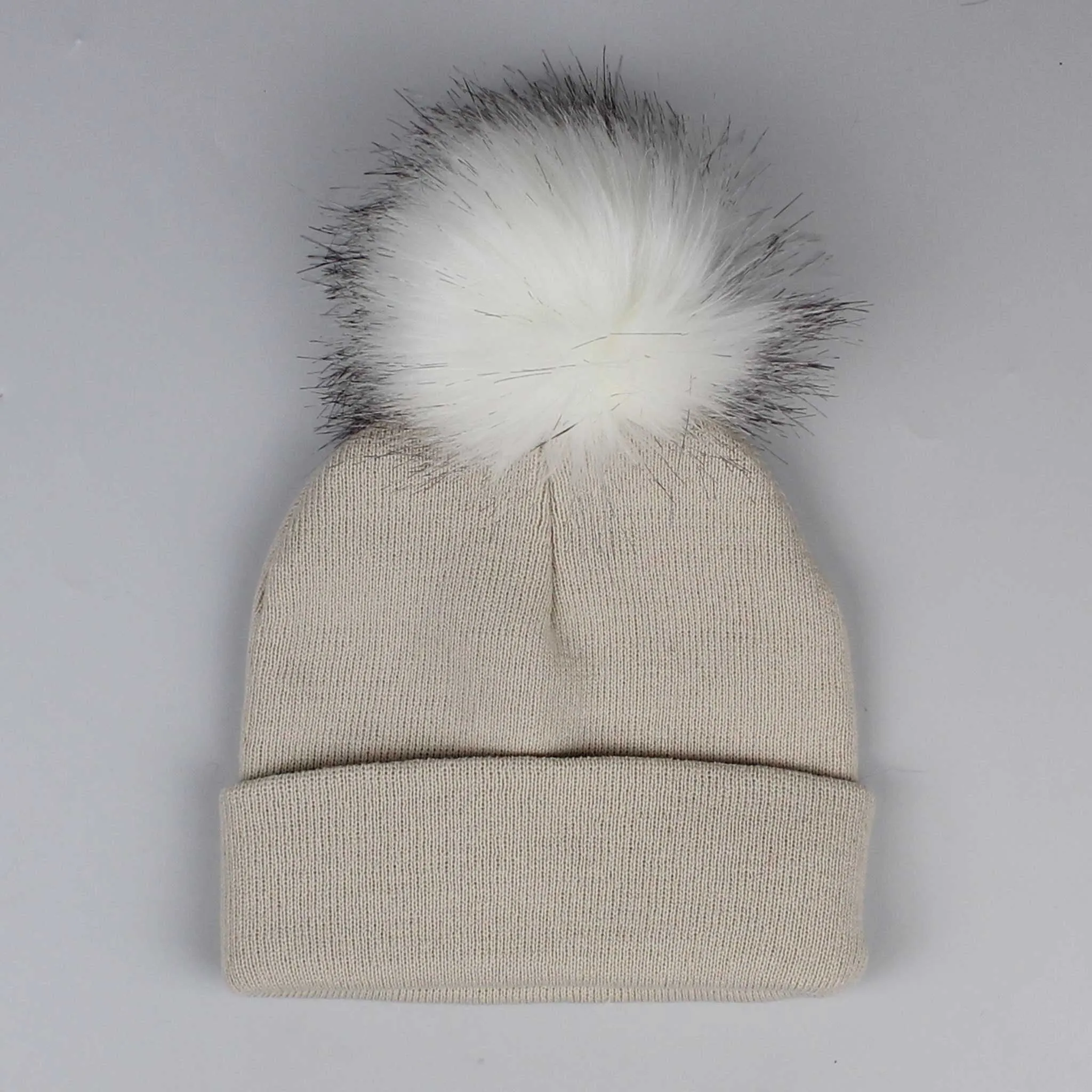 Beige Pom Hat - 2 to 6 years