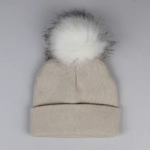 Beige Pom Hat - 2 to 6 years